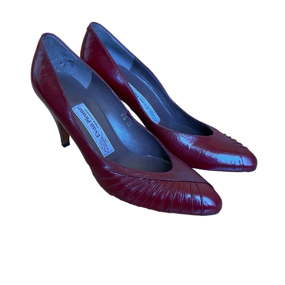 NWOT VINTAGE EVAN PICONE WOMEN’S MAROON CLOSED TOE HIGH HEEL SHOES SIZE 6.5M